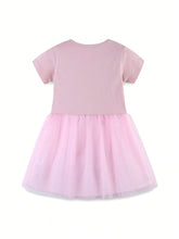 1pc Toddler Girls" Casual Animal Embroidery Patchwork V-Neck Short Sleeve Dress For Summer